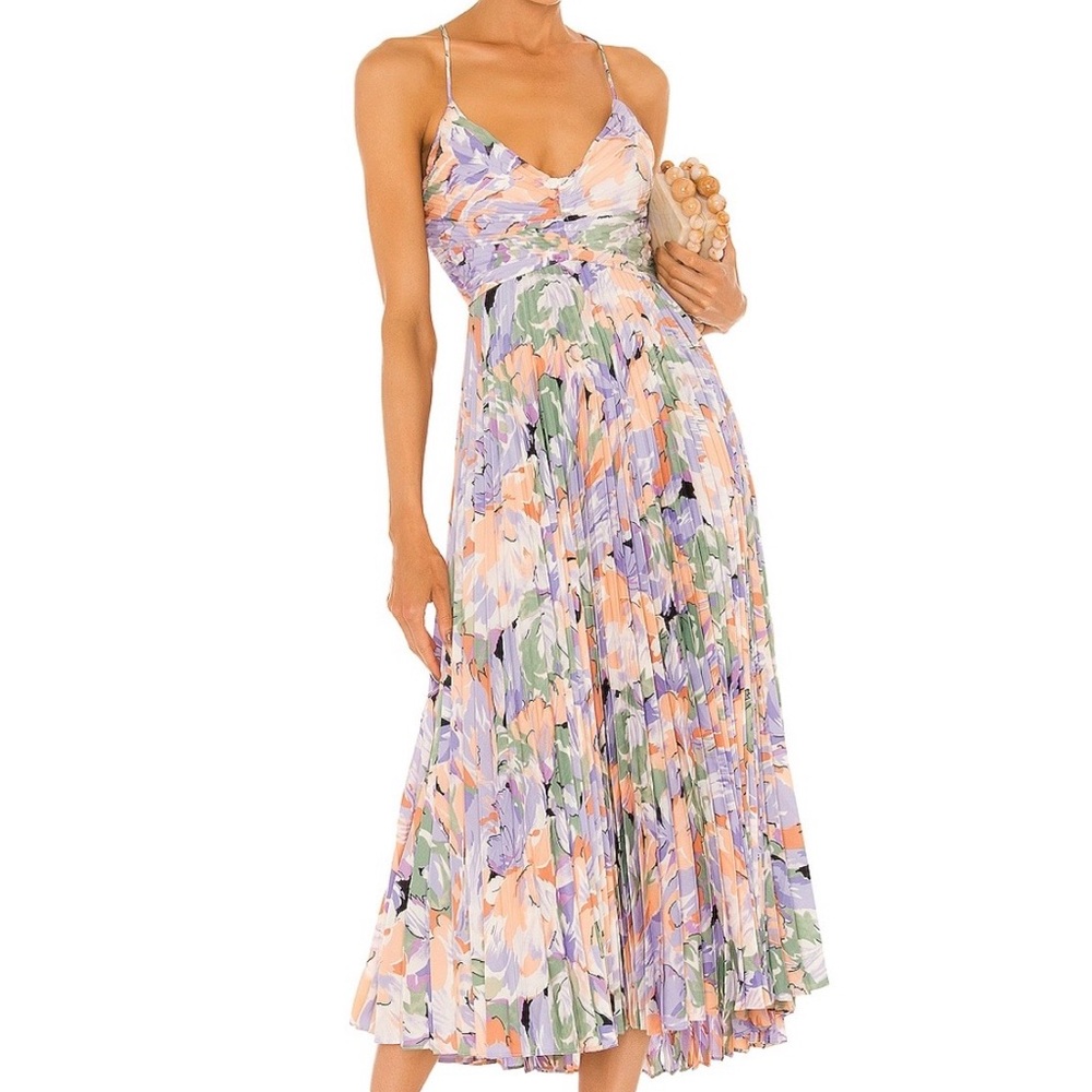 Astr Lavender & Peach Floral Midi Dress